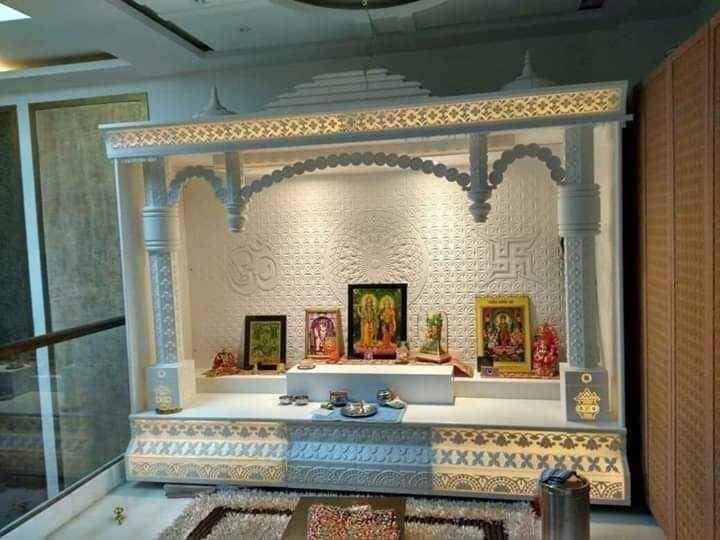 Custom illuminated mandir with intricate decorative design