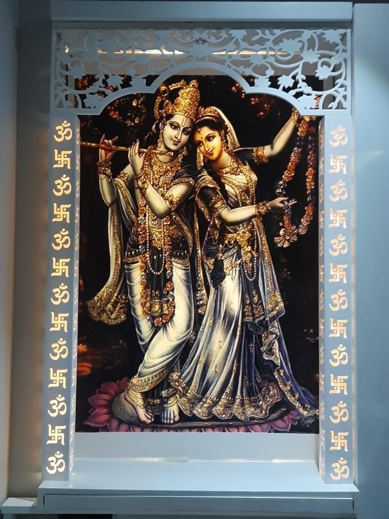Detailed CNC jali pattern and decorative mandir work