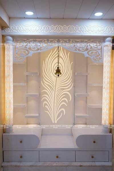 Intricate carving and decorative mandir finishing