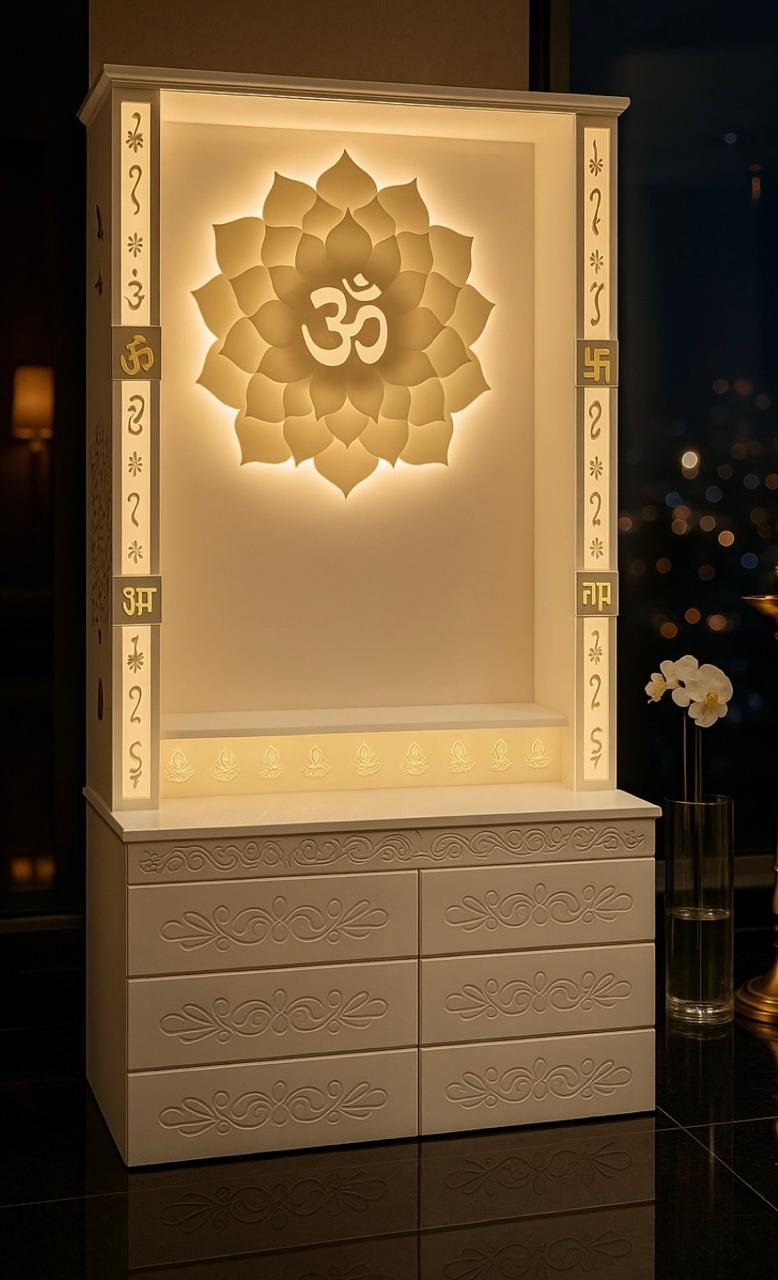 Custom mandir craftsmanship by AlFalah Creations